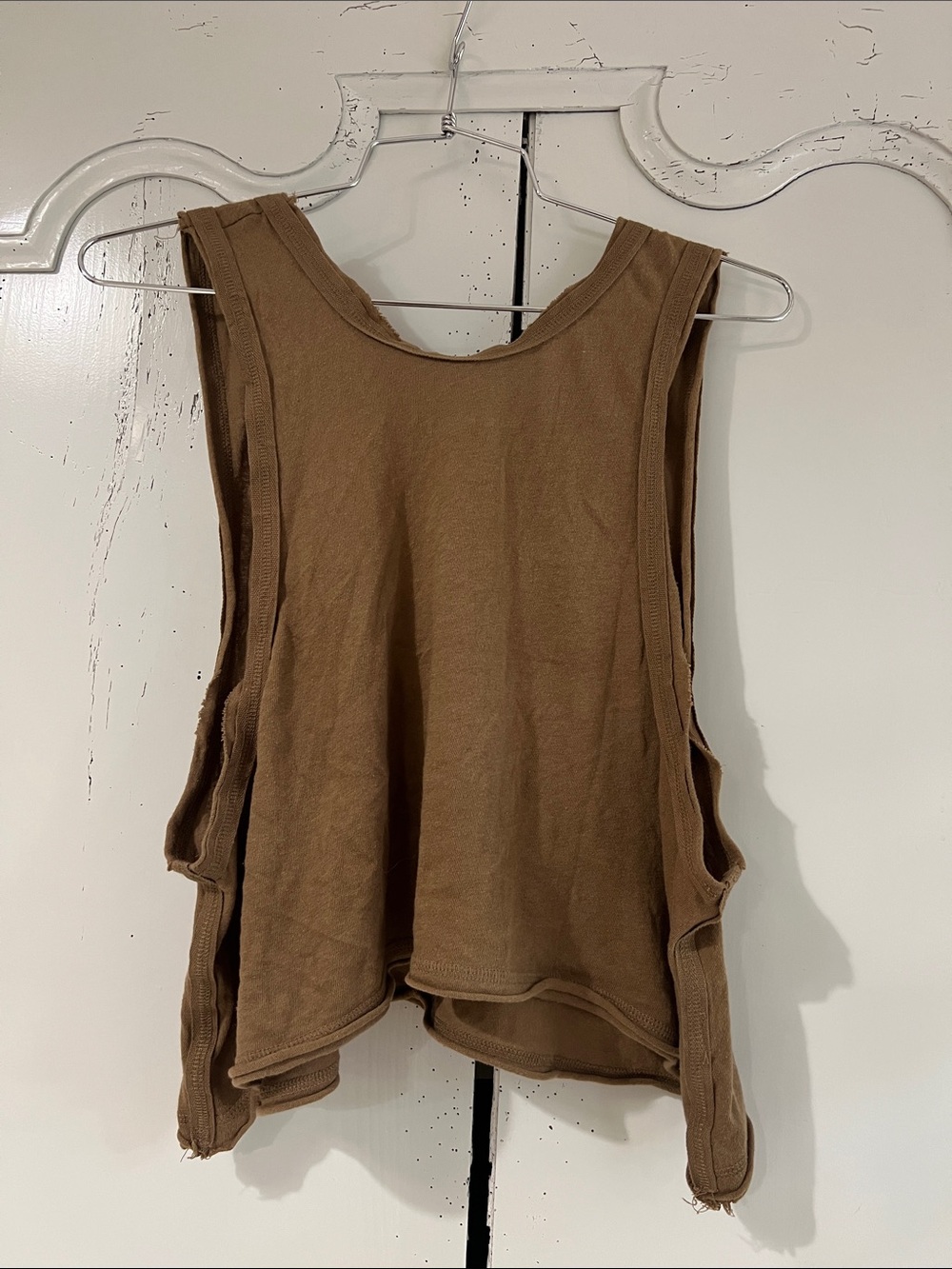 Like New FP Movement / Free People Frayed Edge Muscle Tee in Brown, M